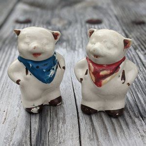 Novelty Salt and Pepper Shakers Set Vintage Pig